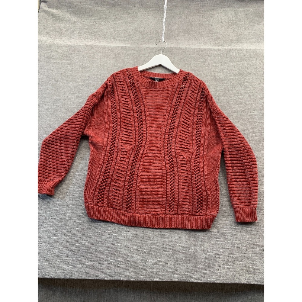 Simply Vera Vera Wang Sweater Womens XL Burgundy Chunky Knit Textured Ribbed